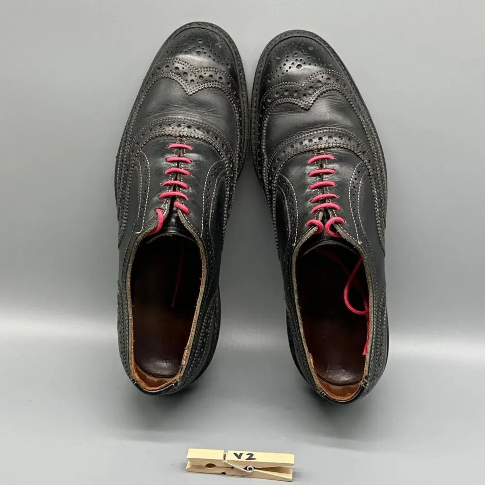 Allen Edmonds McTavish Men's Size 8 Oxford Wingtip Dress Shoes Black Red Laces
